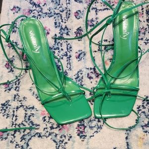 Green strappy sandals